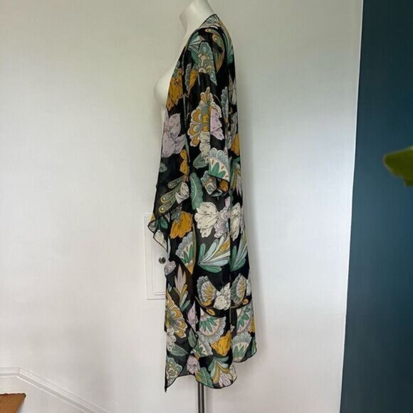Lularoe floral black Waterfall sheer kimono coverup - Picture 5 of 8